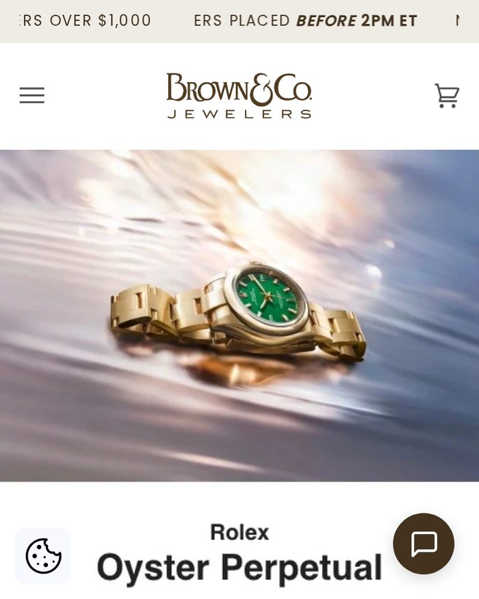 Brown & Company Jewelers Shopify website homepage