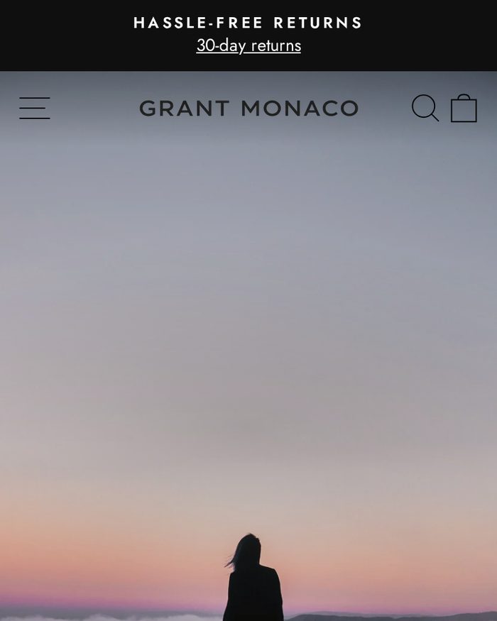 Grant Monaco Shopify website homepage