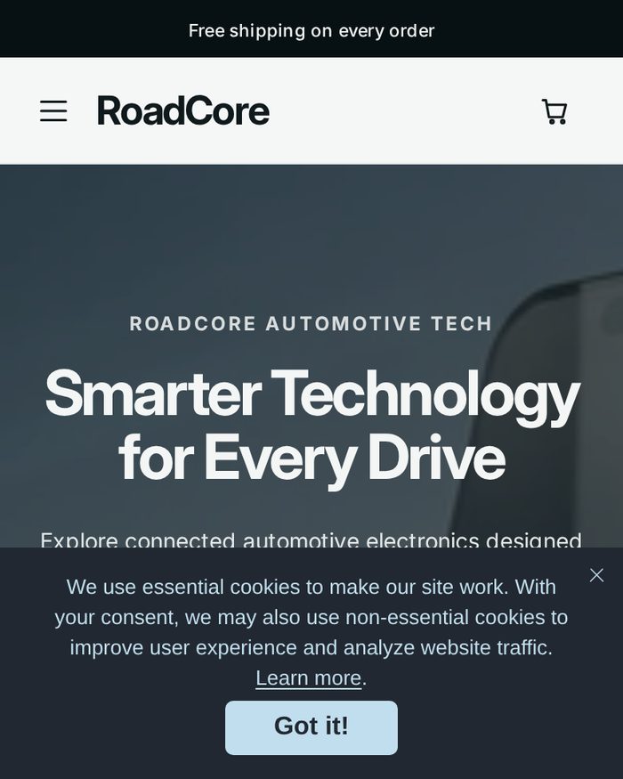 RoadCore website homepage