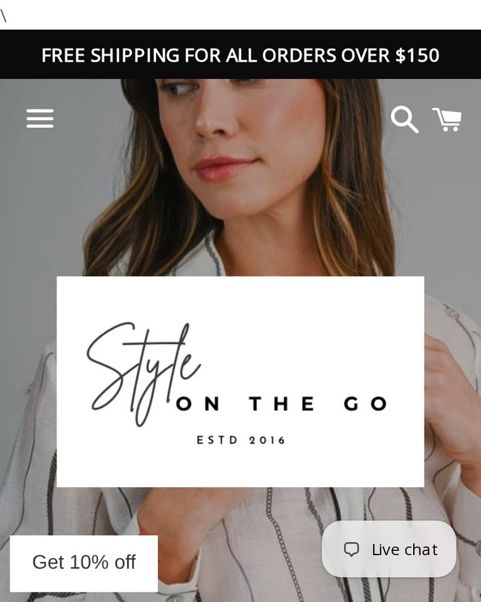 Style on the Go Shopify website homepage