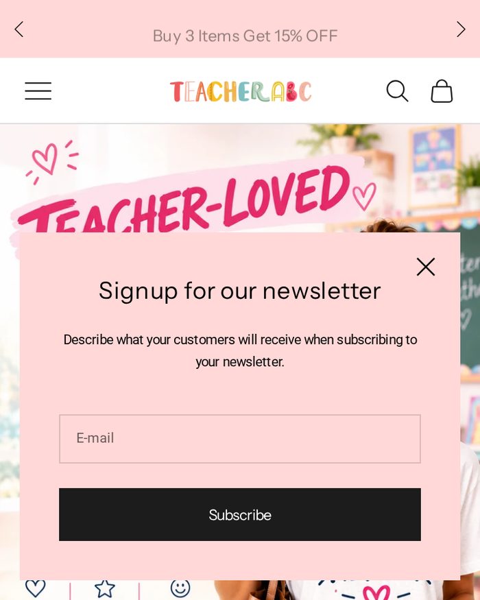 TEACHERABC Shopify website homepage